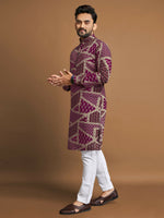 Thumbnail for Anaita Purple Printed Cotton Straight Kurta - Distacart