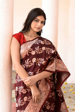 Thumbnail for Joban Fashion Coco Brown Banarasi Soft Pure Handloom Banarasi Silk Saree