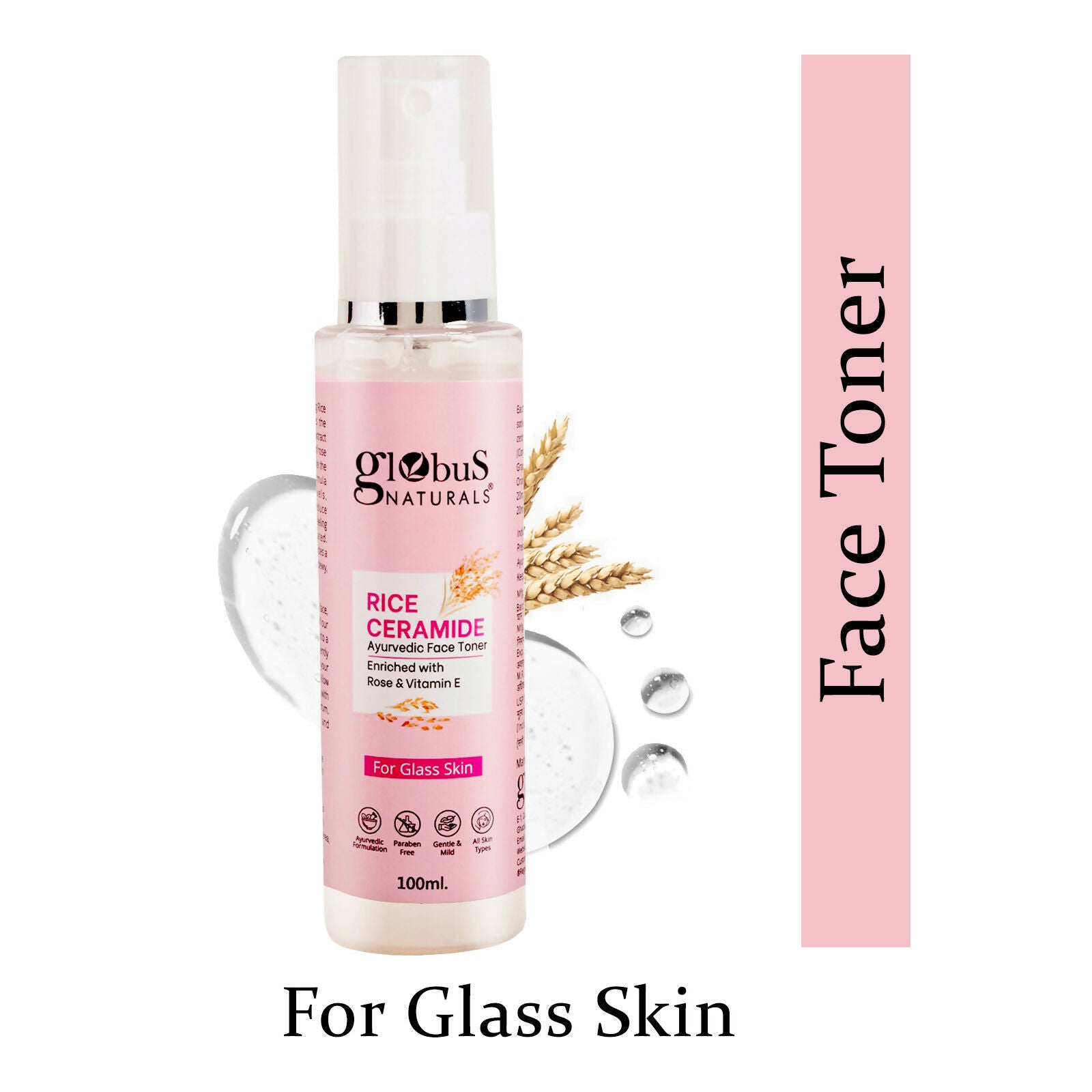 Globus Naturals Rice Ceramide Ayurvedic Face Toner, For Korean Glass Skin - Distacart