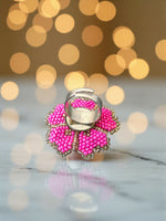 Thumbnail for Inhanns Rang-E-Roshan Adjustable Ring – Handmade Crystal Statement Ring - Pink - Distacart
