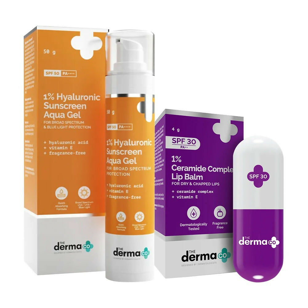 The Derma Co SPF PA Summer Combo with Hyaluronic Sunscreen and Ceramide Lip balm With Vitamin E - Distacart