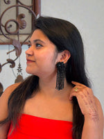Thumbnail for Inhanns Handmade Crystal Waterfall Earrings - Long - Navy Blue - Distacart