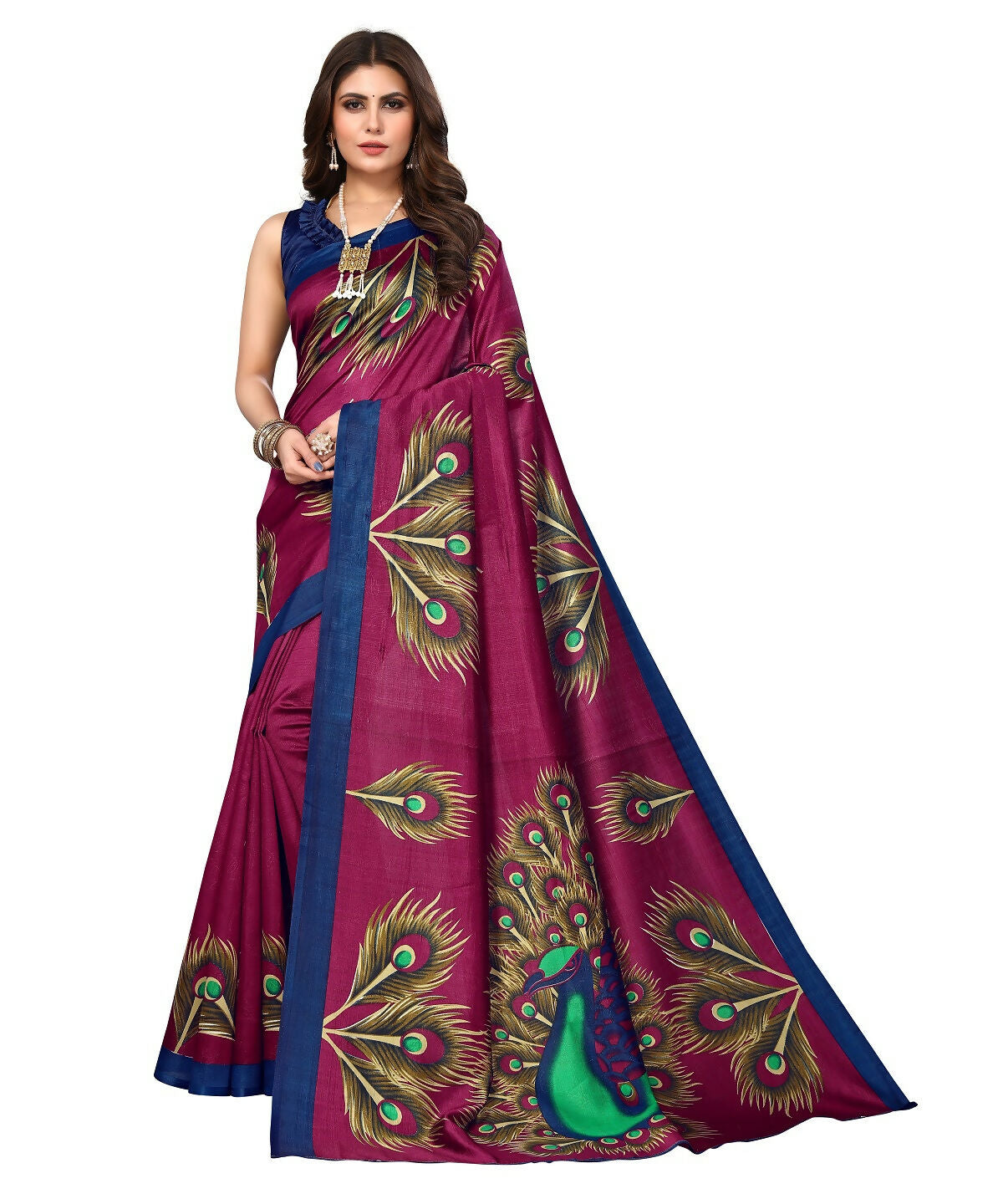 Vamika purple Printed Art Silk Saree - Distacart