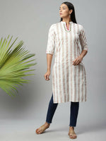 Thumbnail for Ahalyaa Womens Off White Color Pure Cotton Printed Kurtas - Distacart