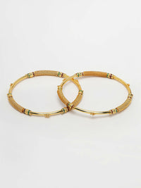 Thumbnail for NVR Women's Set of 2 Gold-Plated Handcrafted Traditional Bangles - Distacart