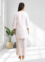 Thumbnail for Joban Fashion Off White Linen Embroidered Readymade Cord Set - Distacart