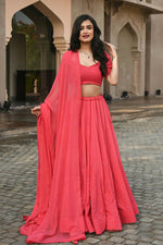 Thumbnail for Jyoti Fashion Gajri Thread Embroidery Georgette Lehenga Choli with Dupatta - Distacart