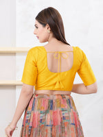 Thumbnail for Joban Fashion Yellow Dupion Silk Elbow Sleeveless Front Open Blouse