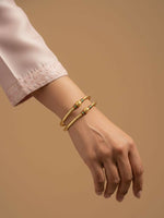 Thumbnail for NVR Women Set of 2 Gold Plated Meenakari Kada Bangle - Distacart