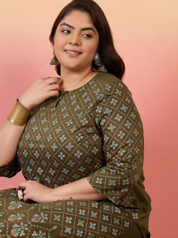Sztori Women Floral Printed Regular Kurta with Trousers