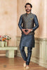 Raivat Ethnic Jacquard Banarasi Silk Woven Work 3 Pics Jacket Set In Dark Grey Colour - Distacart
