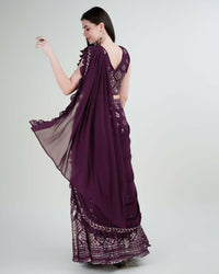 Thumbnail for Purple Georgette Sequence Embroidered Lehenga Choli with Dupatta - Tanya - Distacart
