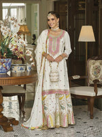 Thumbnail for Anaita White Embroidered Silk Stitched Plazo Suit - Distacart