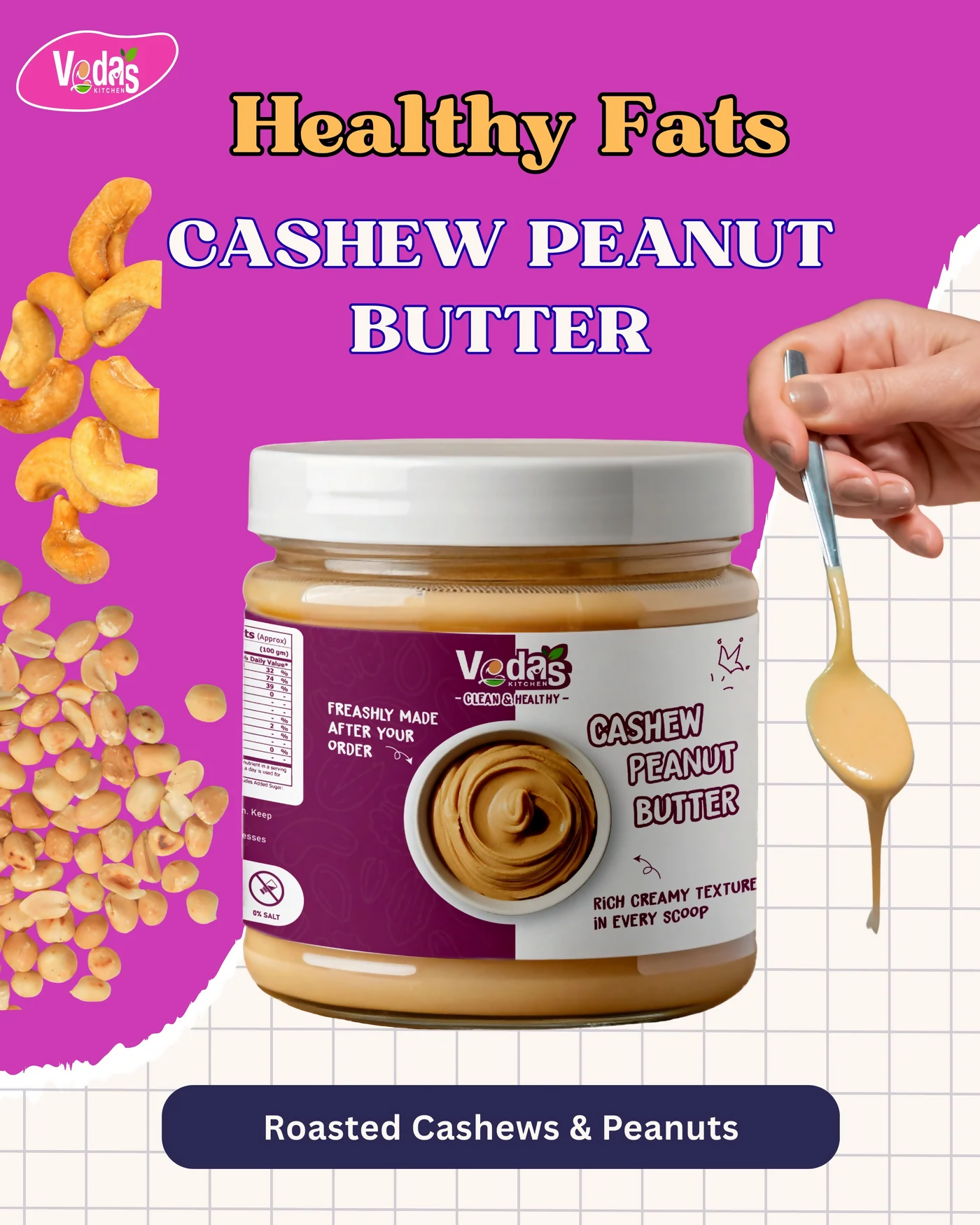 Vedas Kitchen Cashew Peanut Butter - Dista