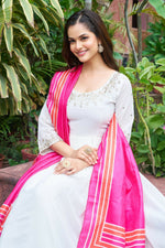 Thumbnail for Joban Fashion White Kurta Set Georgette Embroidery Sequence Work - Distacart