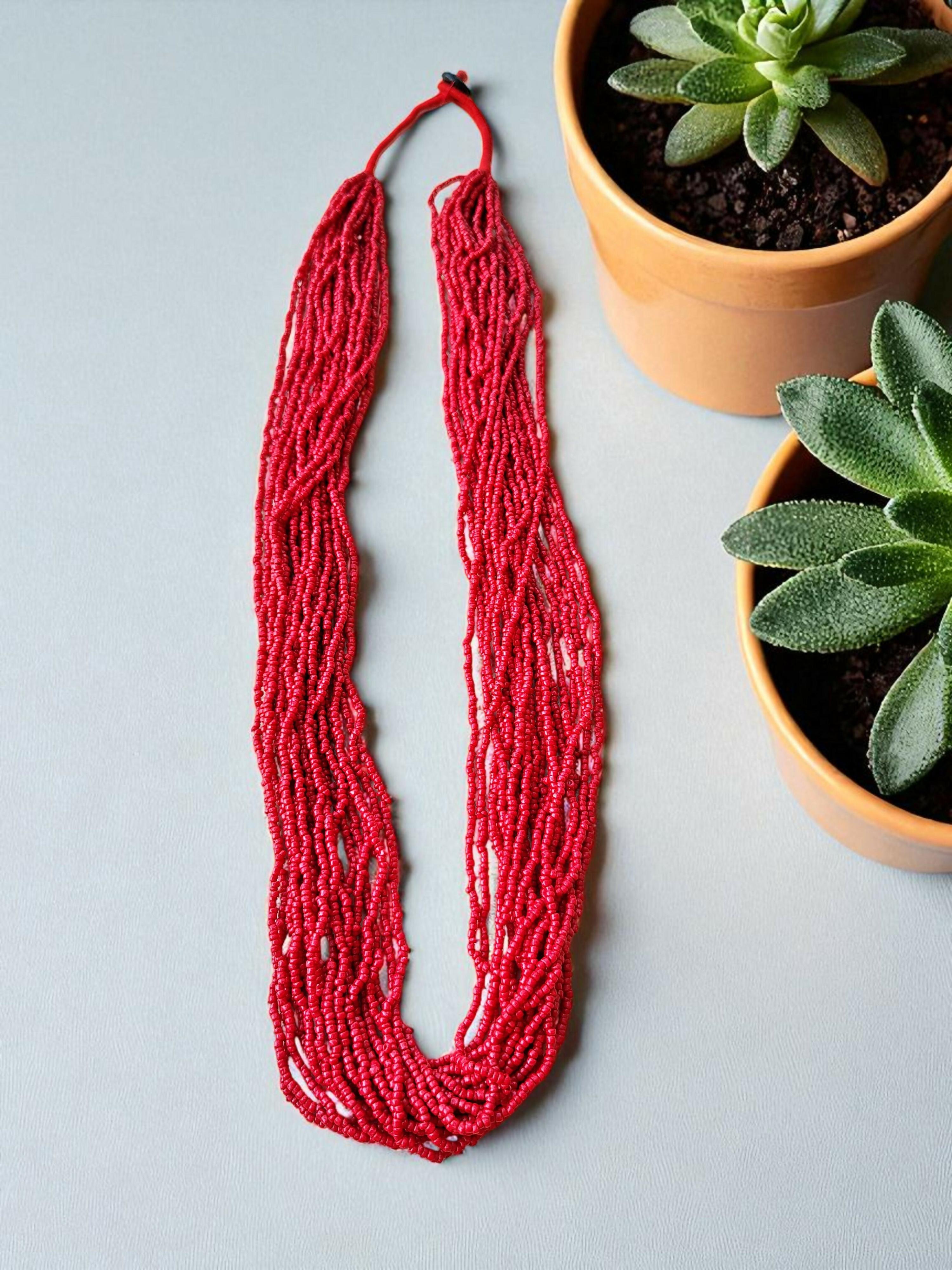 Inhanns Rangsaaz 20-Layer Luxe Long Beaded Only Necklace - Red Only Necklace - Distacart