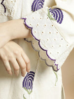 Thumbnail for Anouk Floral Printed Bell Sleeves Thread Work Pure Cotton A-Line Kurta With Palazzos