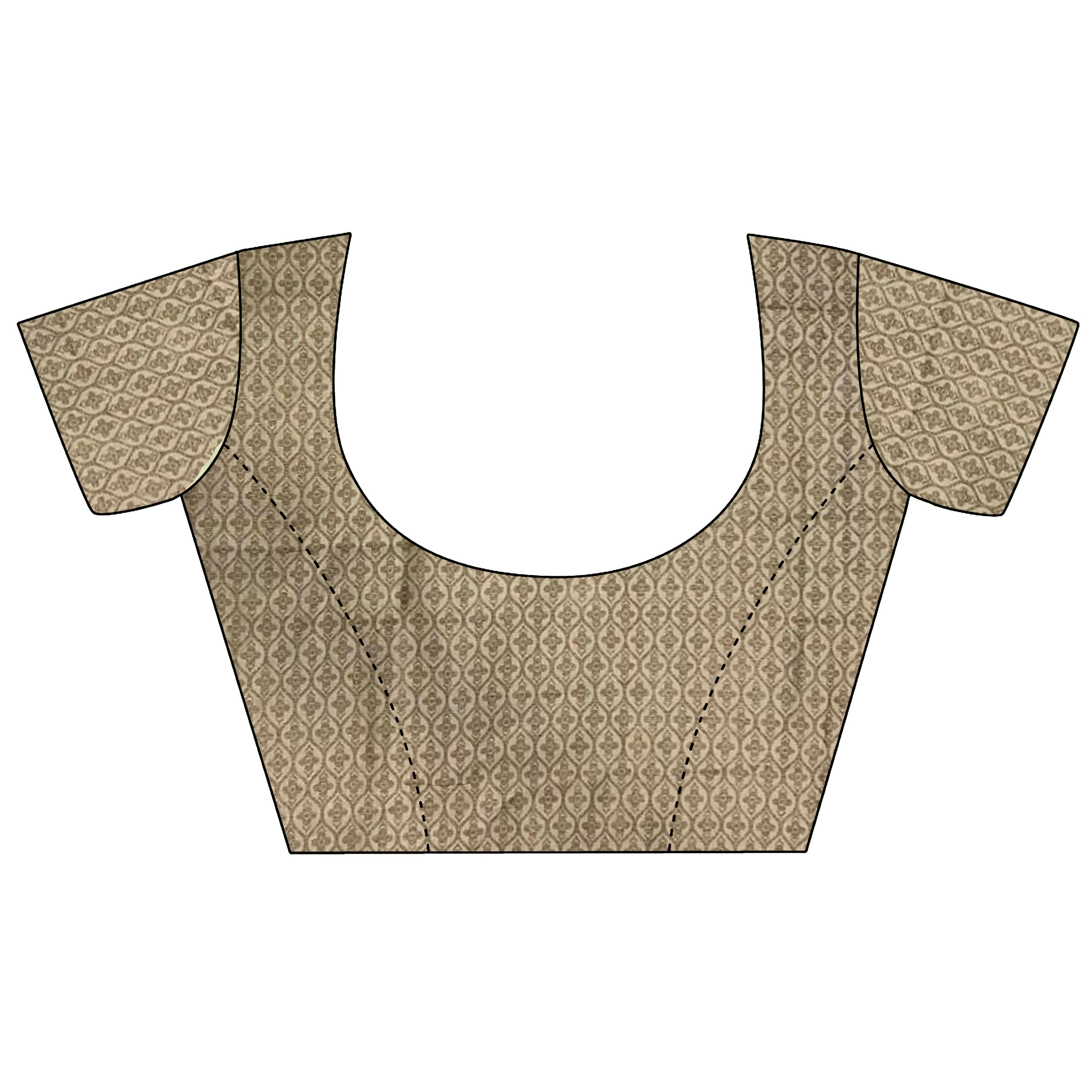 Joban Fashion Off White Banarasi Soft Lichi Silk Checks & Woven Saree