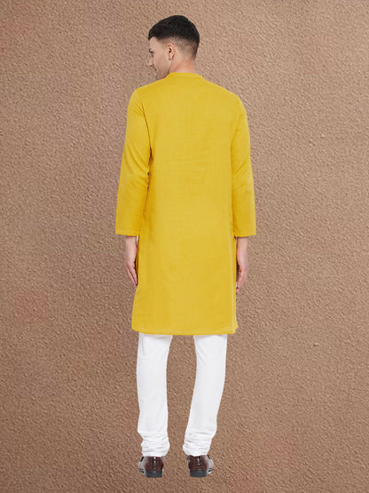 Even Apparels Men's Asymetrical Yellow Sherwani Kurta - Distacart