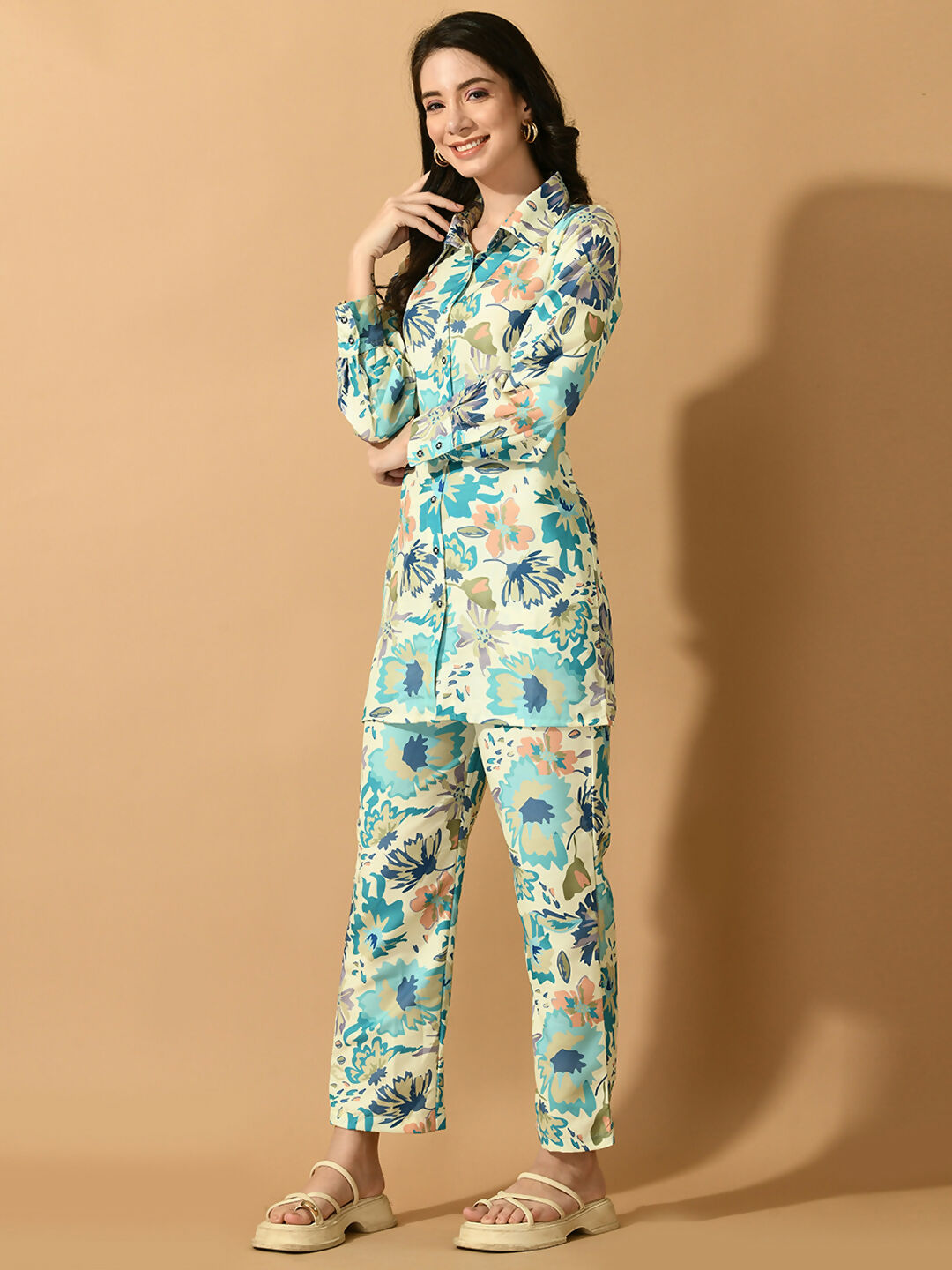 Myshka Women's Multi Printed Shirt With Trousers - Distacart