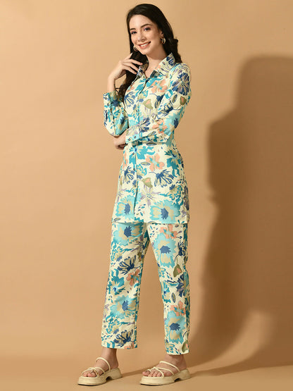 Myshka Women's Multi Printed Shirt With Trousers - Distacart