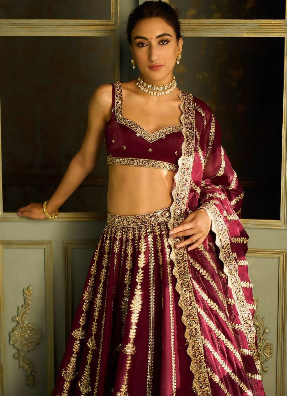Aastha Fashion Red Kasturi Silk Designer Wedding Wear Lehenga Choli