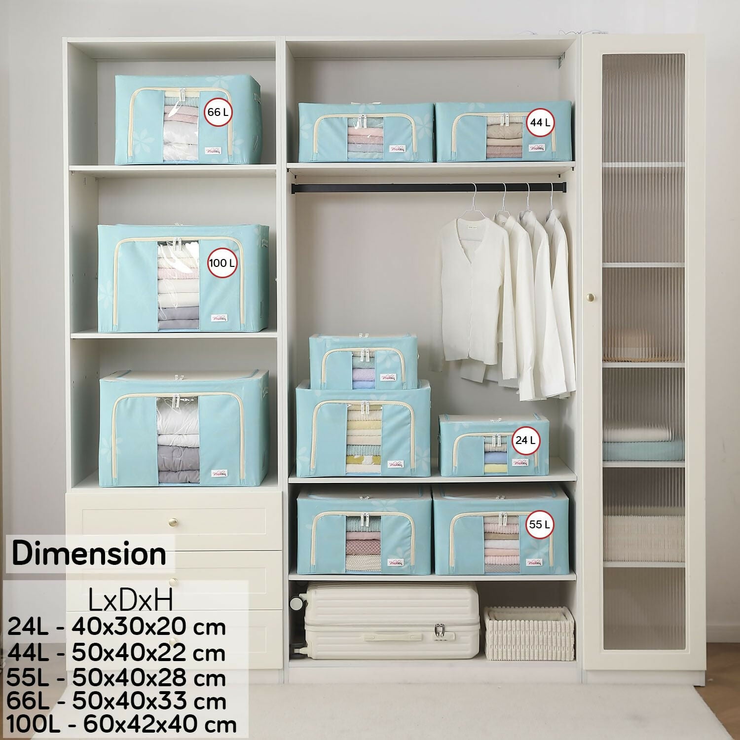 BlushBees Living Box - Wardrobe Organizer, Storage Boxes for Clothes with Zip - Dista