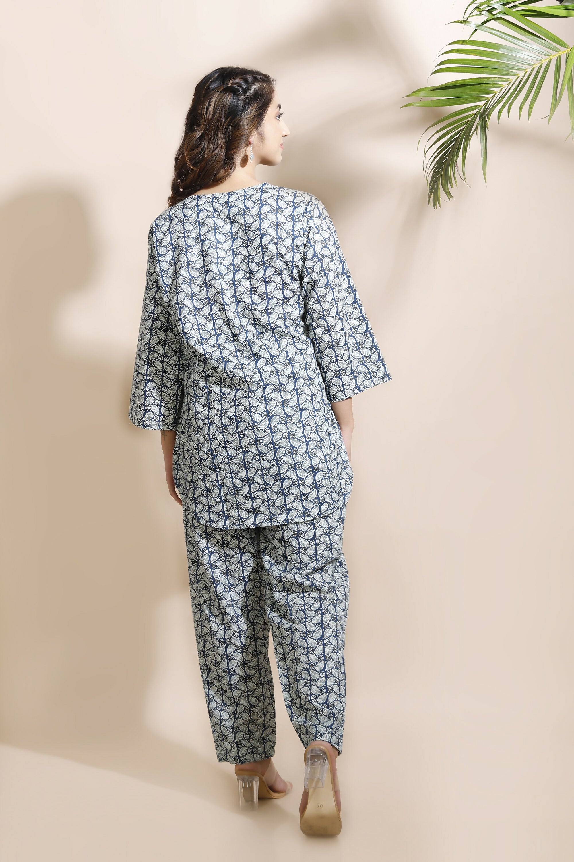 Breathables Abstract Cotton Co-Ord Set – Blue - Dista