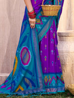 Thumbnail for Shree Shyam Fashion Purple Pochampally Silk Saree - Distacart