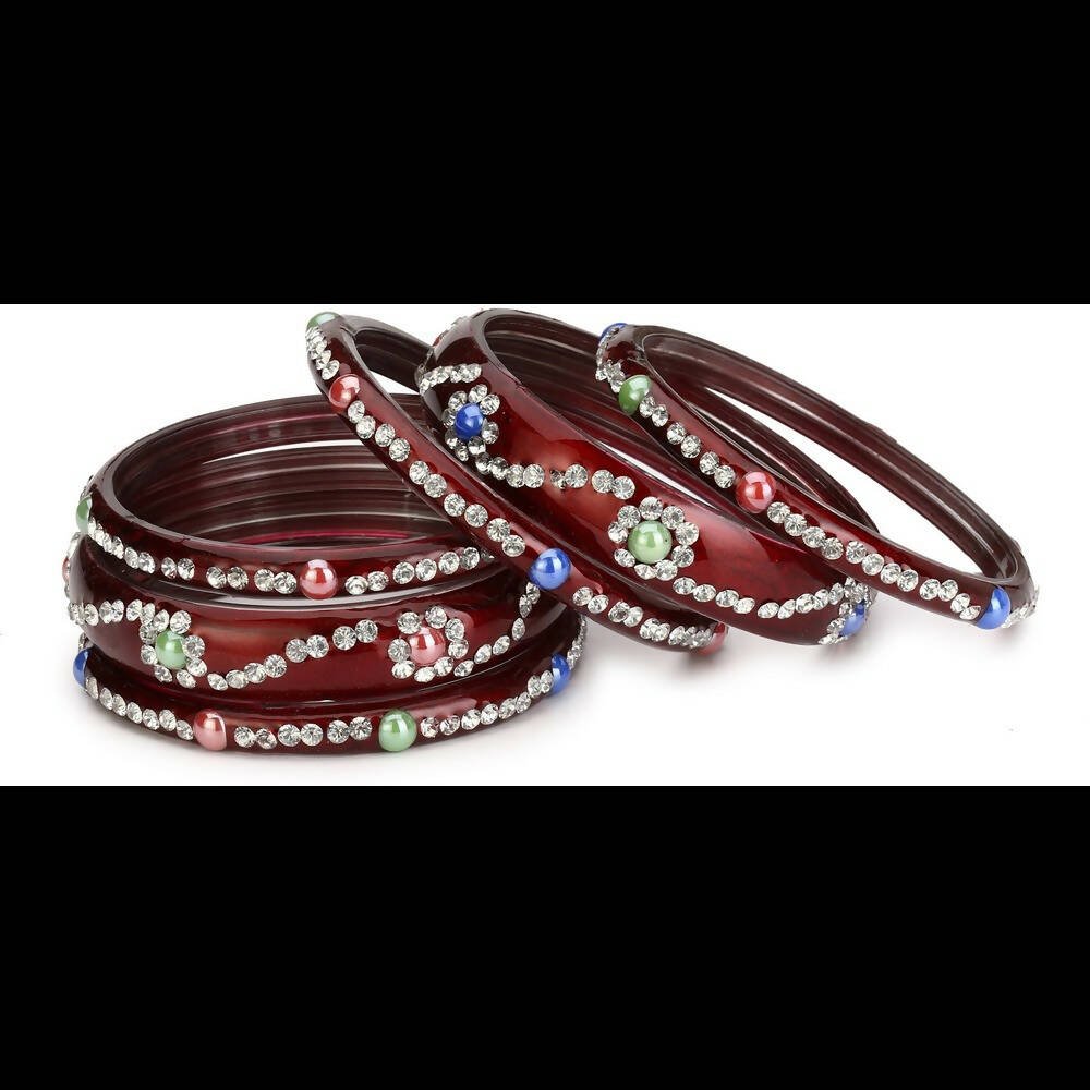 Afast Bridal Wedding & Party Fashionable Colorful Glass Bangle/Kada Set, Pack Of 12 - Yellow, Maroon - Distacart