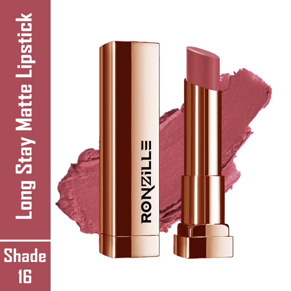 Ronzille Natural Colored Long Stay Matte Lipstick - Shade 16 - Dista