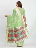 Thumbnail for Astita Linen Cotton Light Green Saree