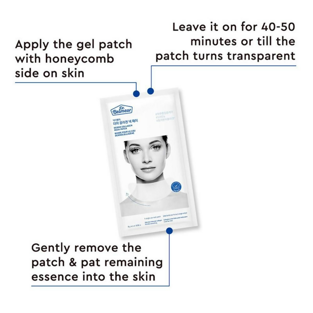 The Face Shop Dr.Belmeur Derma Collagen Hydrogel Neck Patches, Smooths Wrinkles On Neck Instantly - Distacart