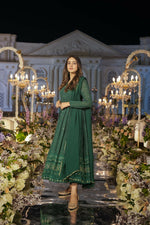 Thumbnail for Aayaa Designer Embroidery Zari Sequins Work Faux Blooming Georgette Suit - Green - Distacart