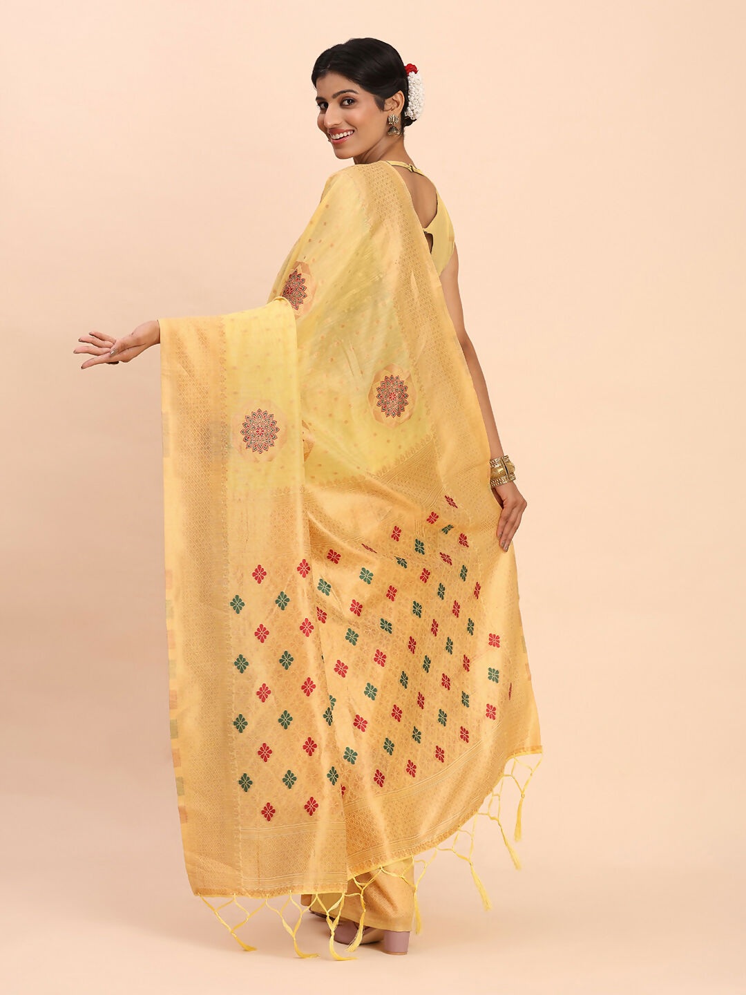 Astita Linen Cotton Yellow Saree