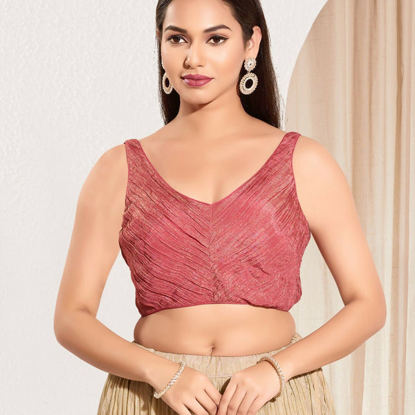 Joban Fashion Onion Pink Tissue Padded Blouse With Sweetheart Neck Sleeveless - Distacart