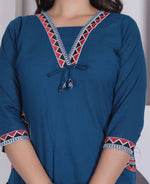 Thumbnail for Miravan Womens Blue Straight Kurta With Palazzo Set - Dista