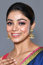 Thumbnail for Joban Fashion Women Kundan Pearl Golden White Grey Earrings - Distacart