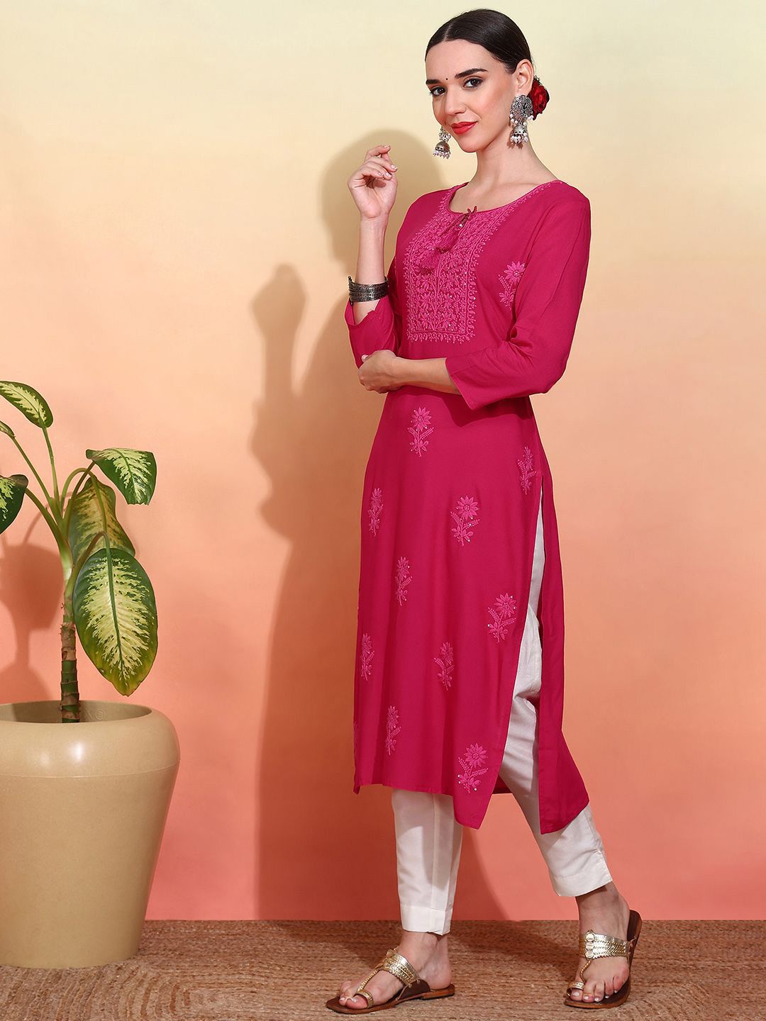 Ode by House of Pataudi Embroidered Straight Kurta - Distacart