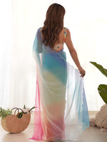 Thumbnail for Mitera Embroidered Ombre Pure Georgette Saree - Distacart