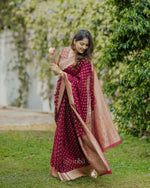 Thumbnail for Preksha Creation Banarasi Women Red Saree With Zari Work - Distacart