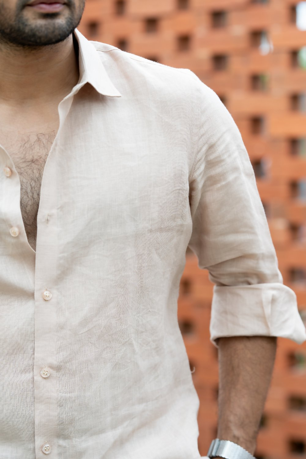 Linen Baige Oasis Dune Shirt By Hilo Design - Distacart