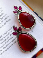Thumbnail for Joban Fashion Women Red Big Monalisa Stone Stud Earring - Distacart