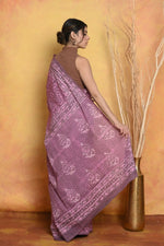 Thumbnail for Very Much Indian Handblock Printed Cotton Saree With Natural Dyes - Pink - Distacart