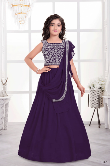 Designer Traditional Dark Purple Multi Color Embroidery With Beads Work Visitra Silk Lehenga Choli - Anbazaar - Distacart