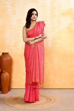 Thumbnail for Piyari Fashion Women's Pink Embellished Cotton Blend Zari Check Handloom Saree - Distacart
