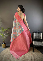 Thumbnail for Joban Fashion Multi-Color Floral Digital Print Soft Lichi Silk Paithani Saree - Distacart