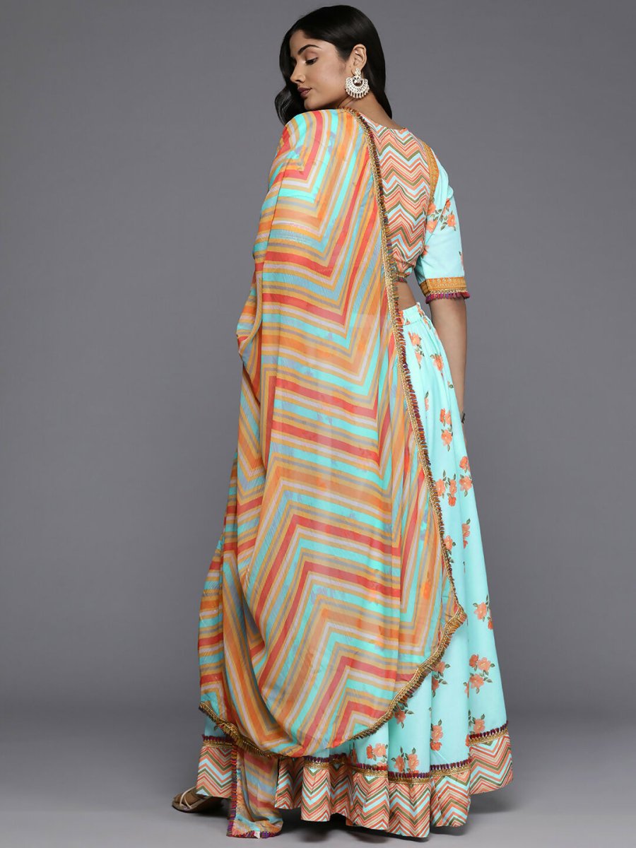 Ahalyaa Women's Traditional wear Lehenga Choli - Blue - Distacart