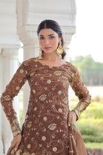 Thumbnail for Joban Fashion Coffee Readymade Kurta Set With Sequence embroidery Work