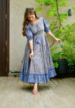 Thumbnail for Aastha Fashion Women's Blue Cotton Silk Digital Printed Anarkali Dress - Distacart
